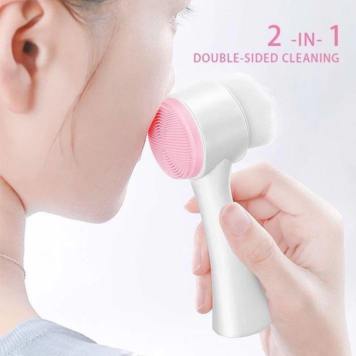 Double-Sided Skin Care Facial Brush for Exfoliation and Cleansing